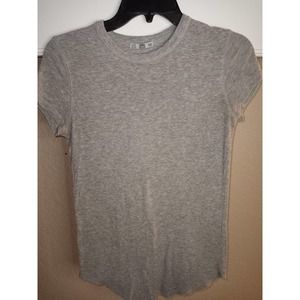 Zara Basic Gray Ribbed Tee - Womens Small
